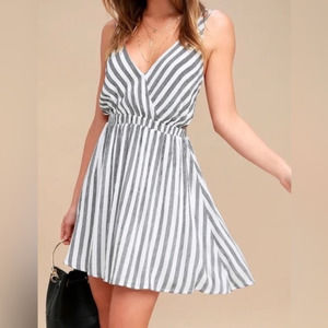 Lulu's blue and white stripped strappy dress Medium